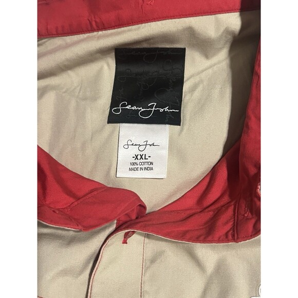 Vintage Y2k Sean John Combs SJC P. DIDDY Red White Short Sleeve Shirt XXL Rare - Picture 2 of 9